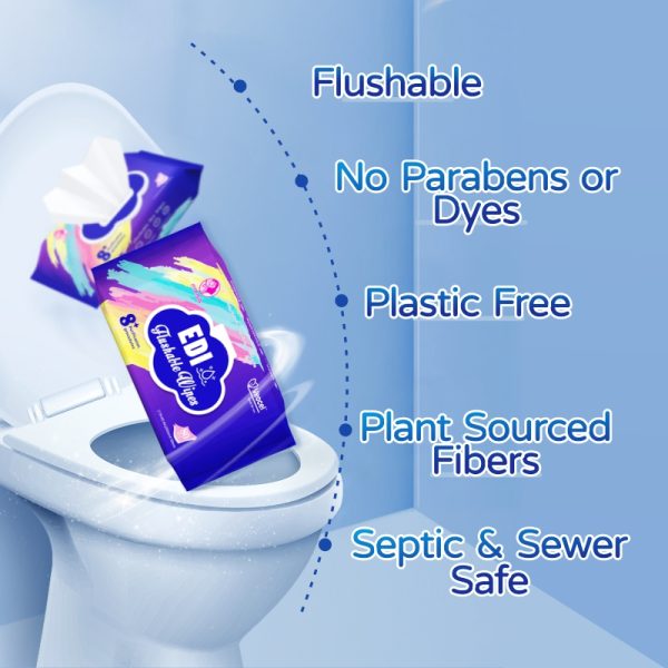 biodegradable flushable wipes (80pcs) - Image 3